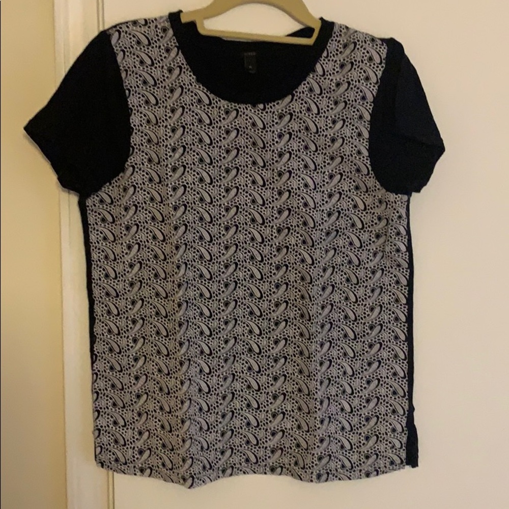 J Crew navy and white eyelet tee shirt size M